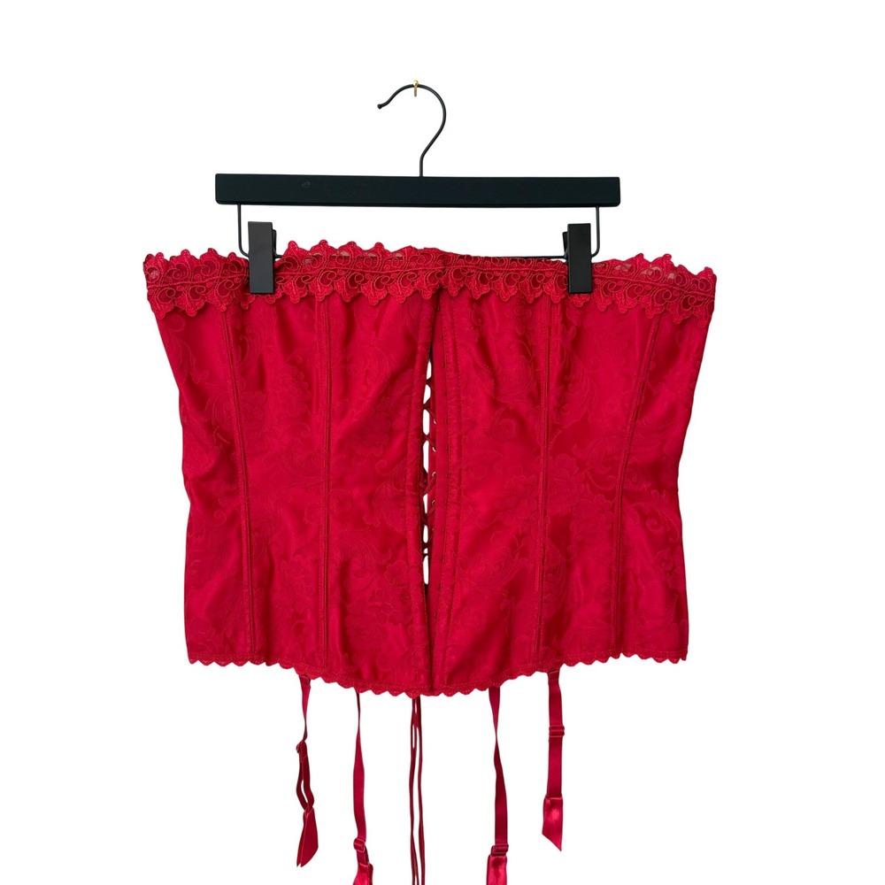 Frederick's of Hollywood Red Floral Corset Bustier Size 40